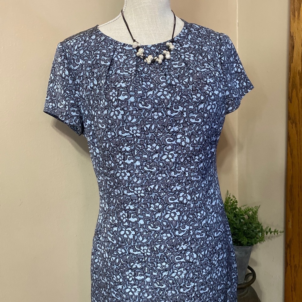 Tory Burch Printed Silk Harriet Sheath Dress SZ 4 In Blue Congo PRISTINE. - Picture 4 of 9